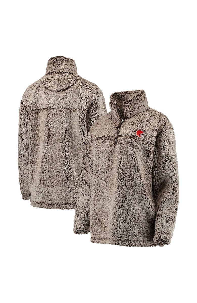 G-III 4HER BY CARL BANKS Women's Brown Cleveland Browns Sherpa Quarter-Zip Pullover Jacket, Alternate, color, 