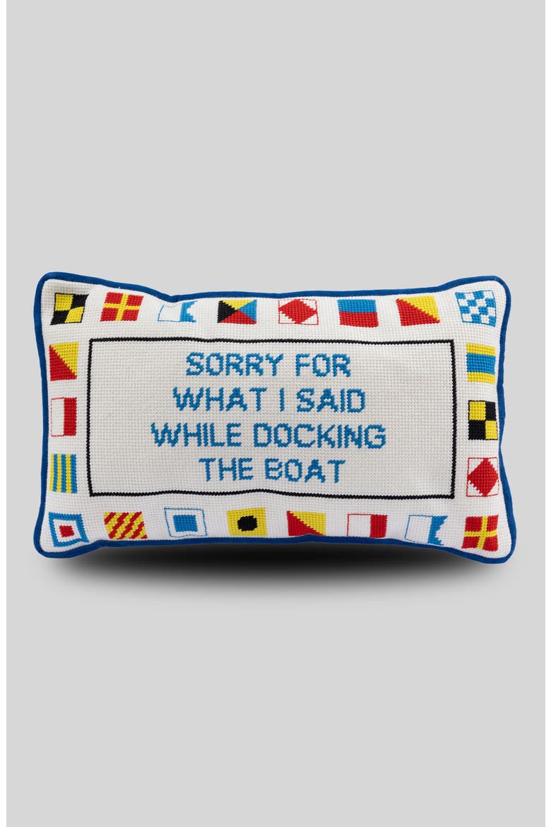 Docking The Boat Needlepoint Pillow, Main, color, Docking the Boat