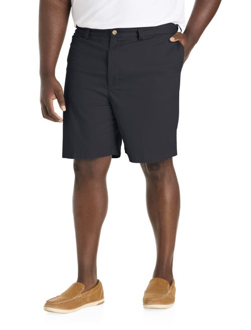 Harbor Bay By Dxl Big & Tall Waist-relaxer Cotton Shorts In Black