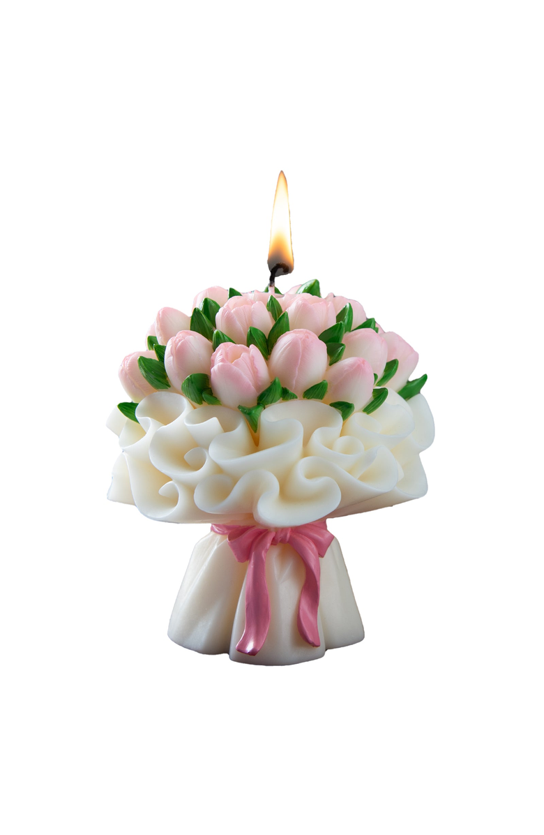 Southlake gifts Tulip Bouquet Candle, Main, color, Soft Pink / White