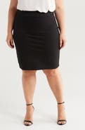24seven Comfort Apparel Solid Color Elastic Waist Stretch Skirt