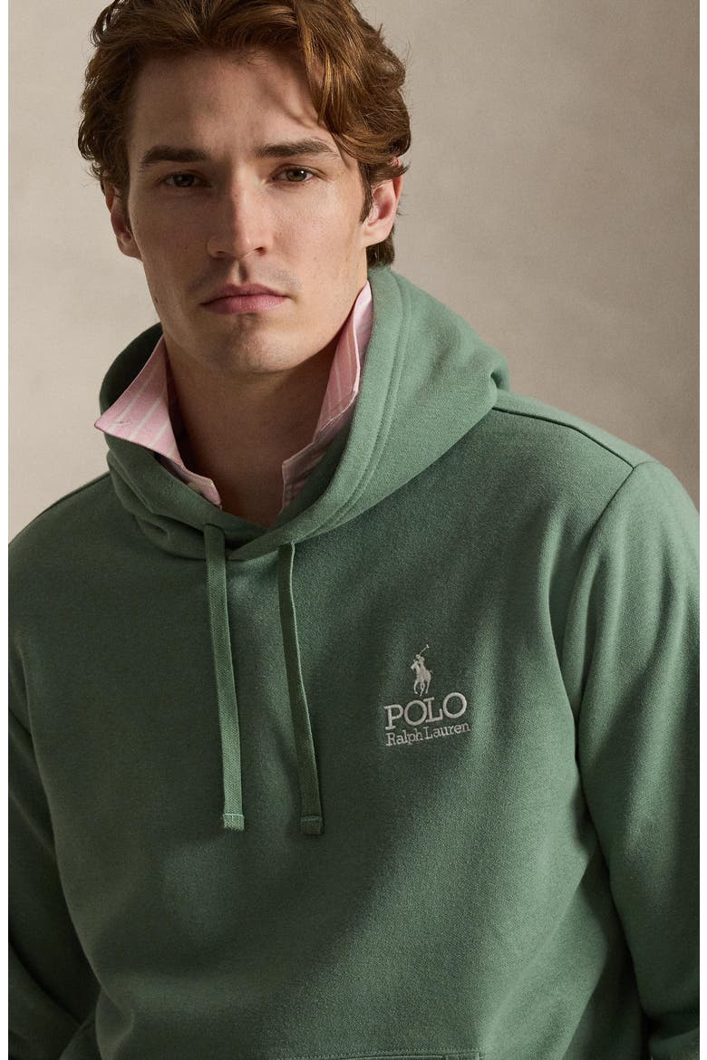 Logo Embroidered Cotton Blend Fleece Hoodie, Alternate, color, FATIGUE