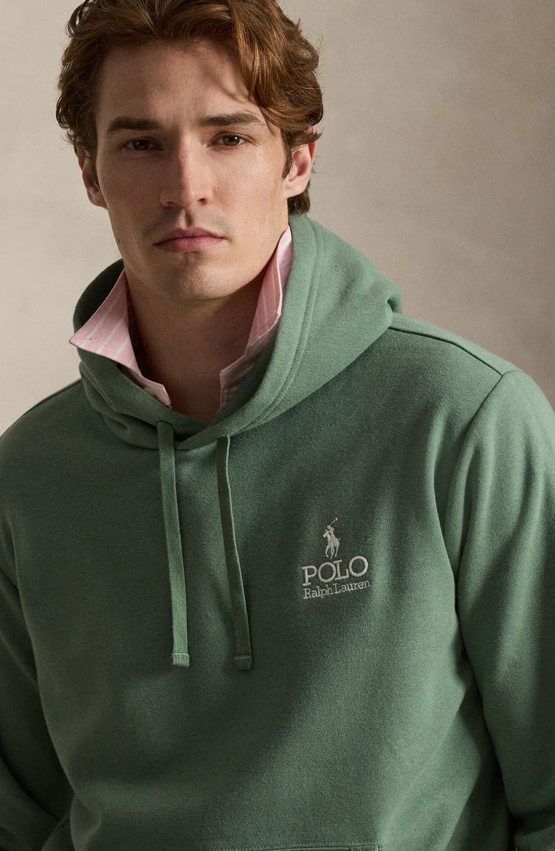 Polo Ralph Lauren Logo Embroidered Cotton Blend Fleece Hoodie, Alternate, color, Fatigue