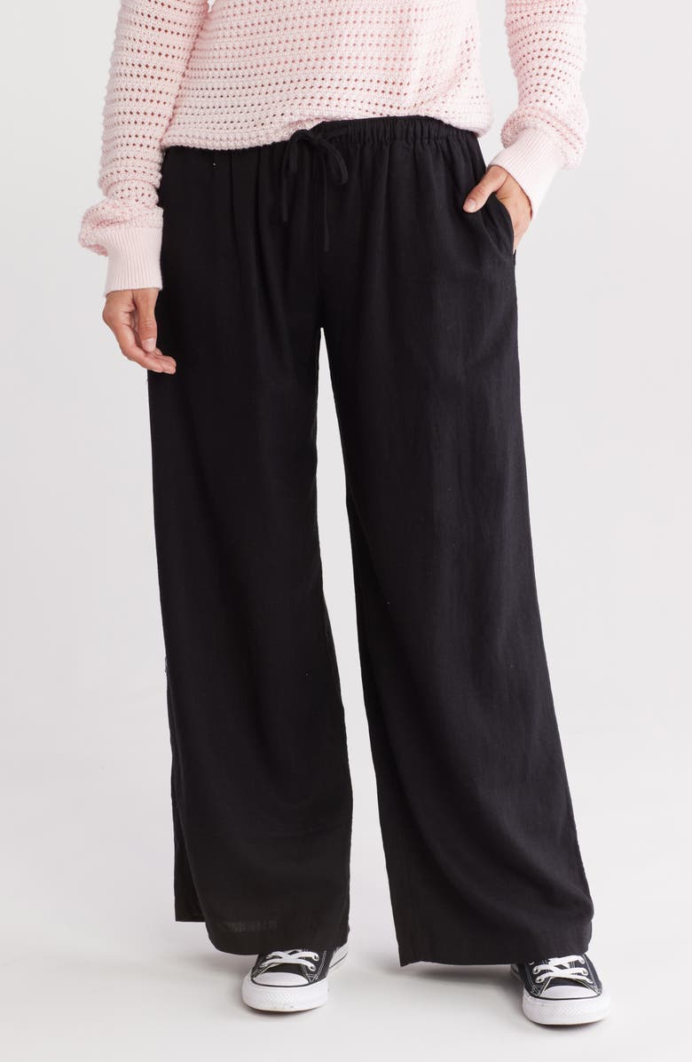 Abound Drawstring Waist Linen Blend Pants, Main, color, Black