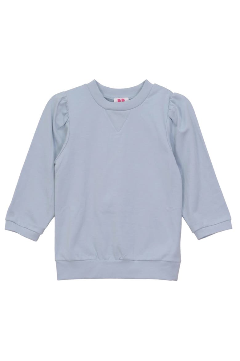 Puff Sleeve Ribbed Trim Long Sleeve Blouse, Main, color, Dark Blue