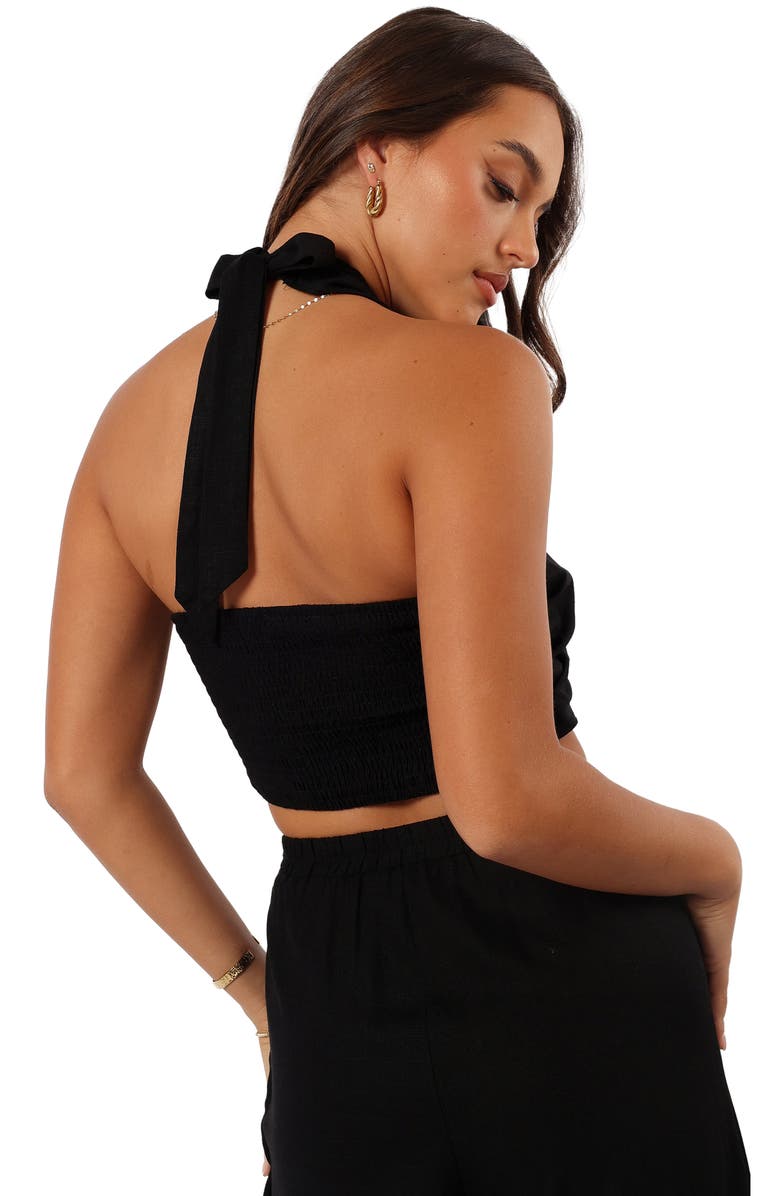 Petal & Pup Mary Halter Crop Top & Wide Leg Pants, Alternate, color, Black