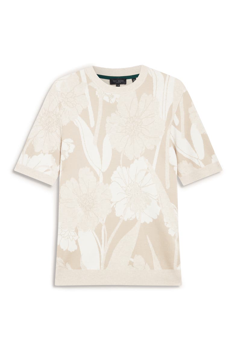 Baryn Floral Short Sleeve Sweater, Alternate, color, TAUPE