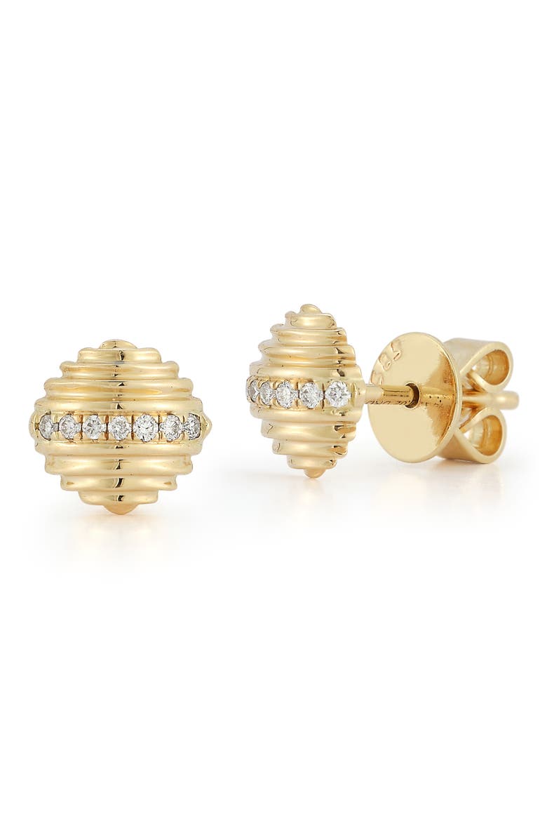 Nana Bernice Pavé Diamond Stud Earrings, Main, color, YELLOW GOLD/ DIAMONDS