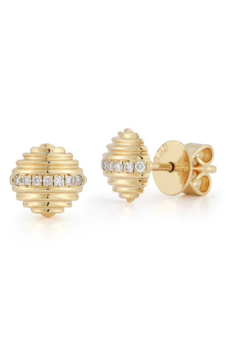 Dana Rebecca Designs Nana Bernice Pavé Diamond Stud Earrings, Main, color, Yellow Gold/ Diamonds