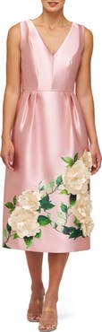 Kay Unger Briella Sleeveless Mikado Midi Dress