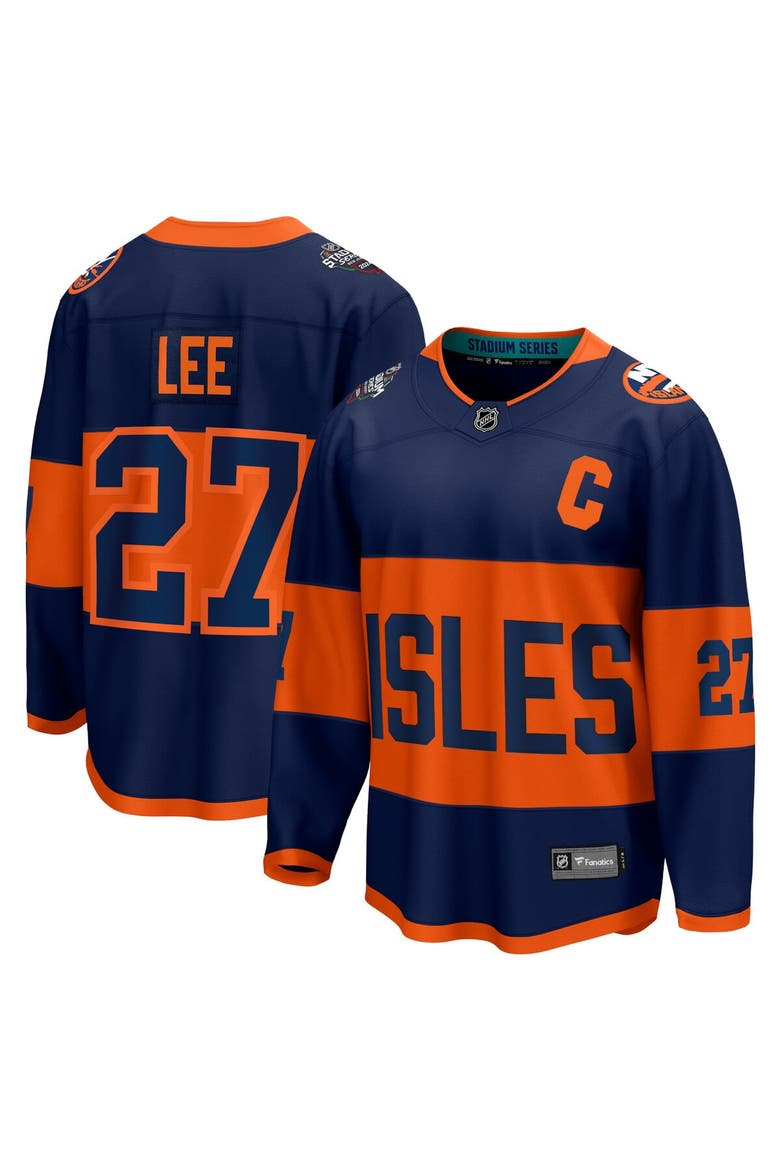 Men's Fanatics Anders Lee Navy New York Islanders 2024 NHL Stadium Series Breakaway Player Jersey, Main, color, Navy