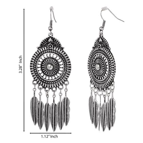Jessica Simpson Boho Feather Drop Earrings In Metallic