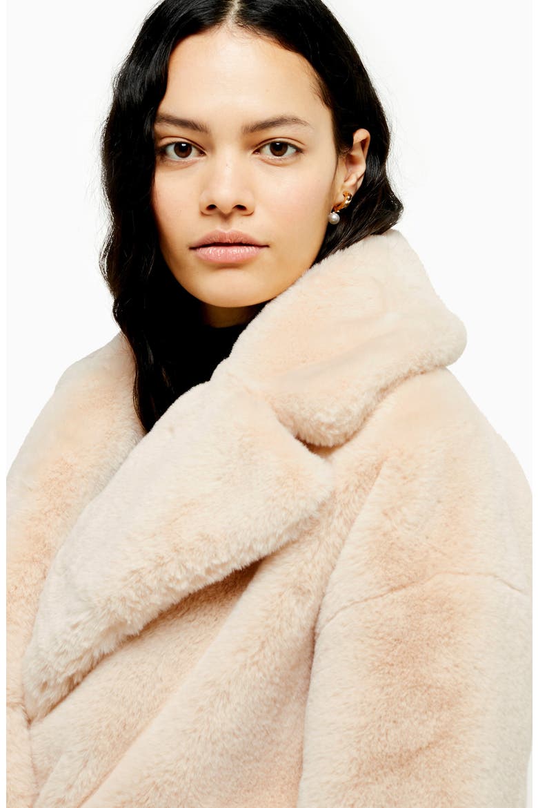 Ally Faux Fur Double Breasted Jacket, Alternate, color, CREAM