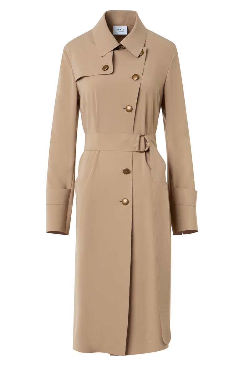 Laser Cut Technical Crepe Trench Coat, Alternate, color, BEIGE