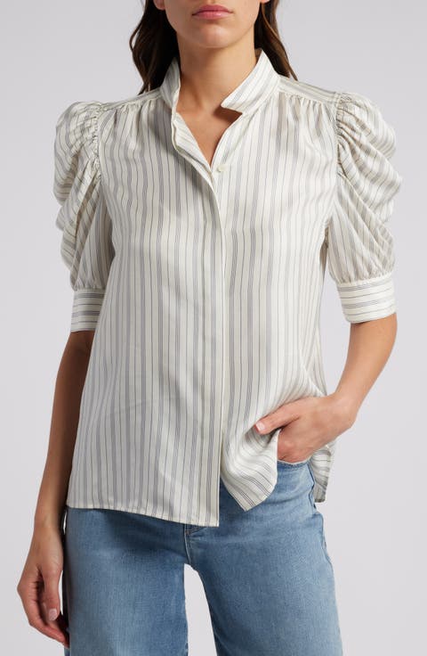 Gillian Stripe Silk Button-Up Shirt