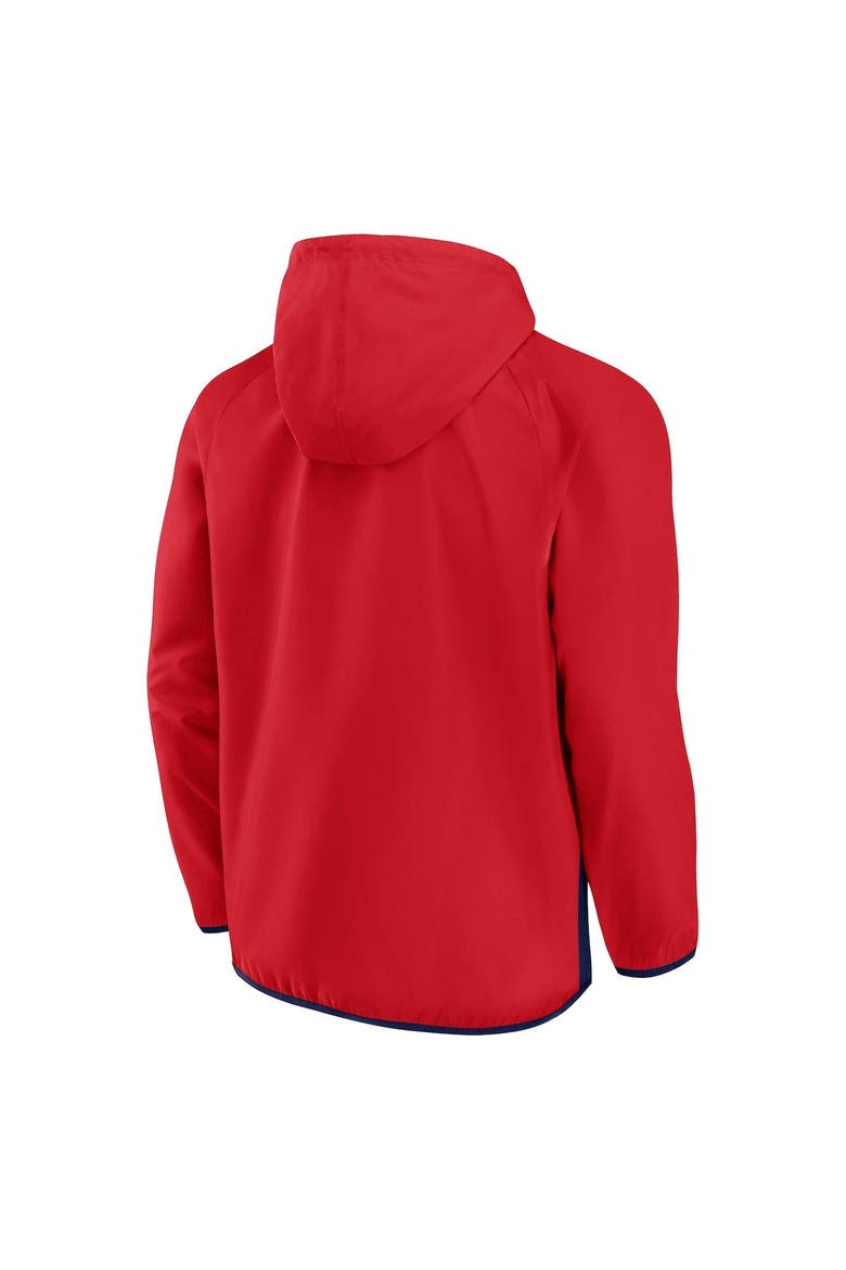 Men's Fanatics Branded Red/Navy Washington Capitals Backhand Shooter Defender Anorak Raglan Hoodie Quarter-Zip Jacket, Alternate, color, Red