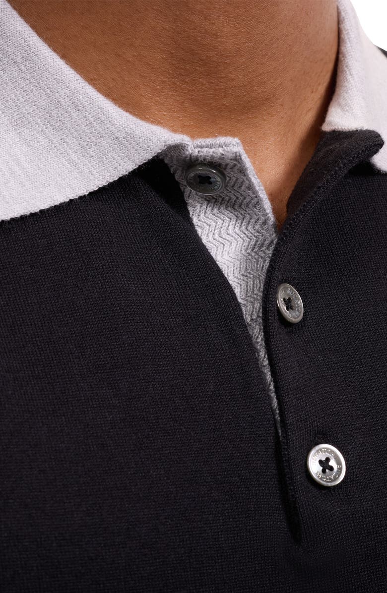 Bugatchi Cotton Blend Polo Sweater, Alternate, color, Black