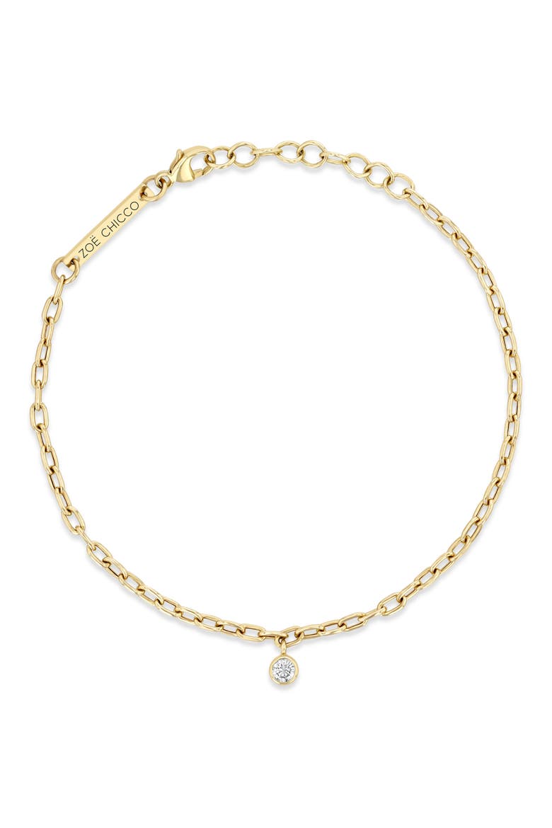 Diamond Charm Oval Link Chain Bracelet, Alternate, color, 14K YELLOW GOLD