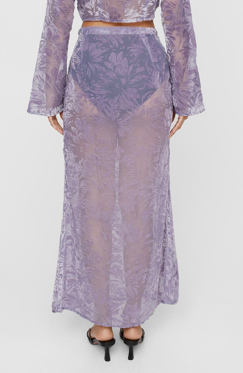 NASTY GAL Devoré Velvet Jacquard Maxi Skirt, Alternate, color, Lilac