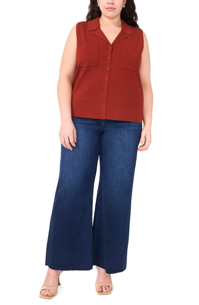 Halogen<sup>®</sup> Notched Collar Sweater Vest, Alternate, color, Burnt Henna