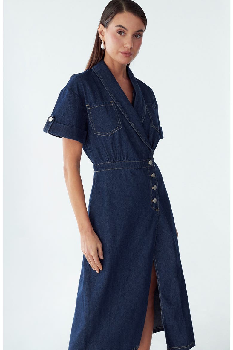 Sil Midi Dress, Alternate, color, Dark Blue Wash