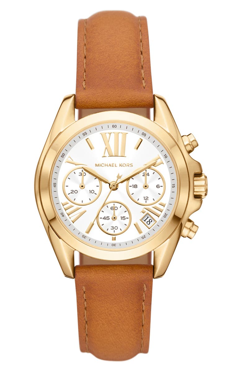 Michael Kors Bradshaw Chronograph Leather Strap Watch, 36mm, Main, color, 