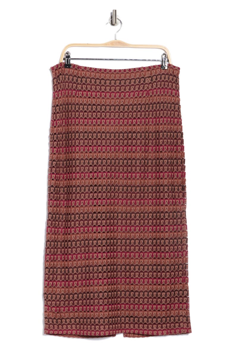 Crochet Stripe Midi Skirt, Alternate, color, BURGUNDY