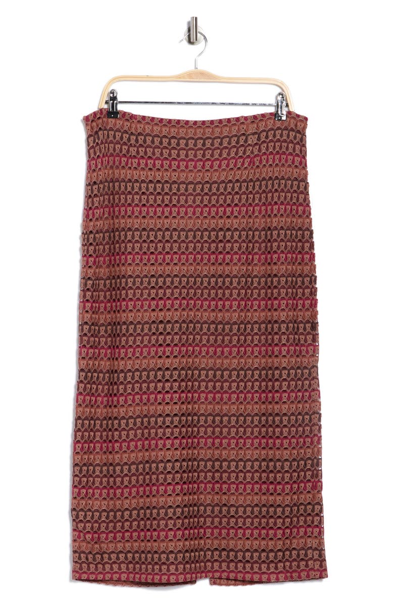DR2 by Daniel Rainn Crochet Stripe Midi Skirt, Alternate, color, Burgundy