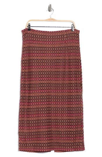 Dr2 By Daniel Rainn Crochet Stripe Midi Skirt In Brown