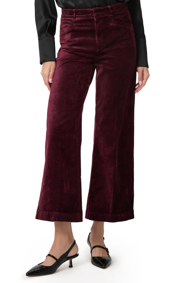 PAIGE Anessa High Waist Ankle Wide Leg Velvet Pants, Main, color, Drkoxblood