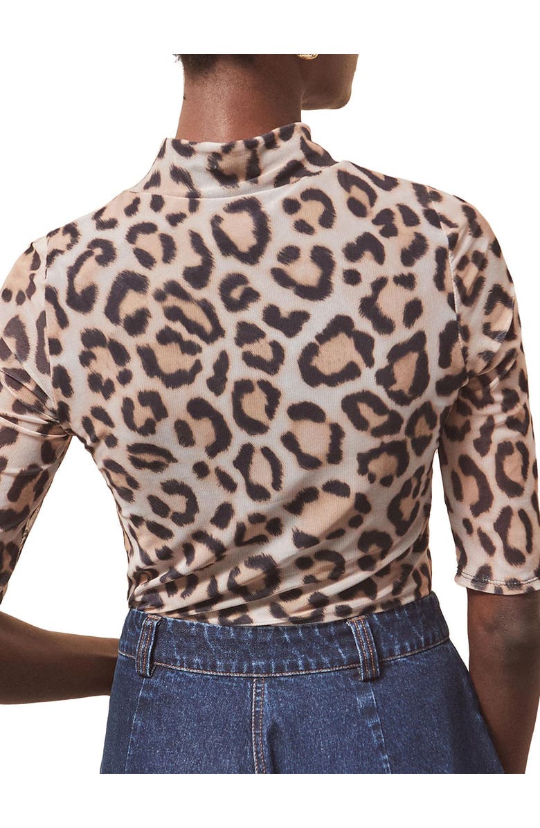 Ro&Zo Long Sleeve Print Mesh Top, Alternate, color, Brown