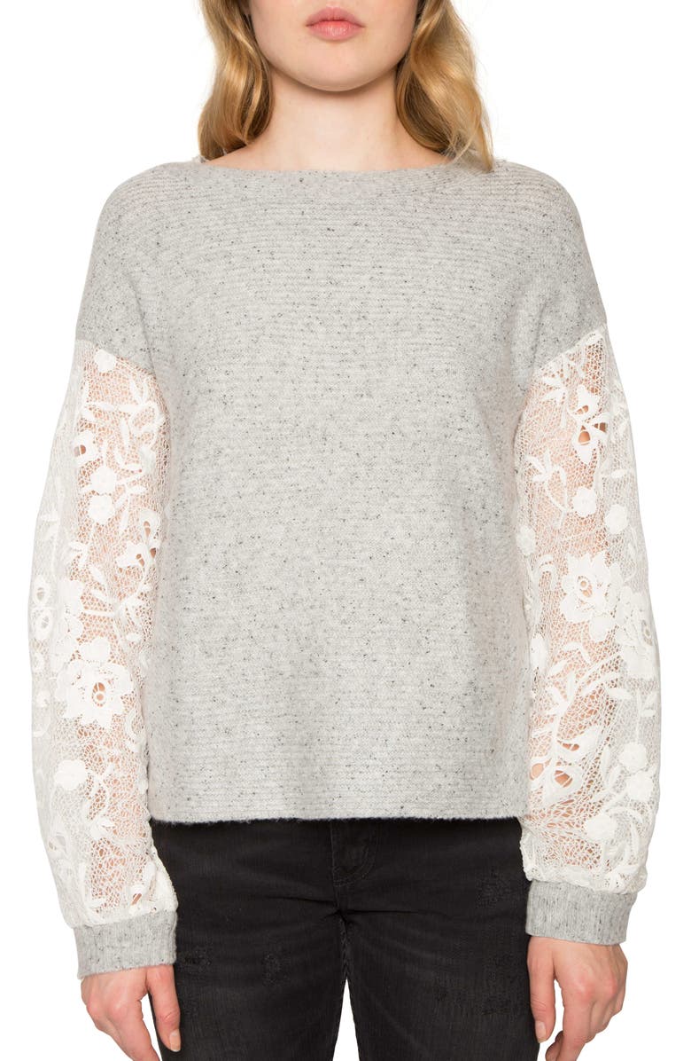 Willow & Clay Lace Sleeve Sweater, Main, color, 