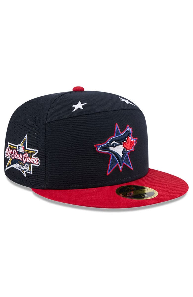 New Era Men's New Era Navy/Red Toronto Blue Jays 2025 MLB All-Star Game Workout Side Patch 59FIFTY Fitted Hat, Main, color,