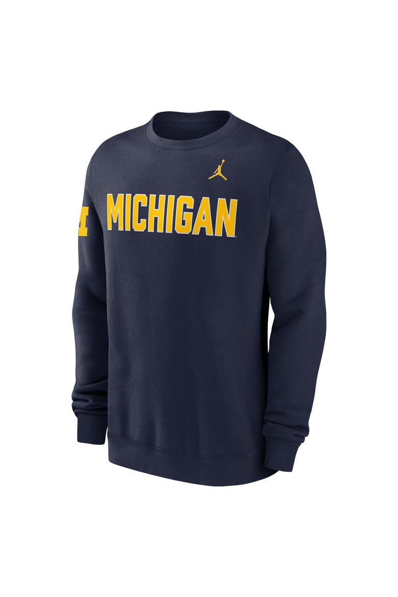 Men's Jordan Brand Navy Michigan Wolverines 2026 Sideline Club Sweatshirt, Alternate, color, Navy