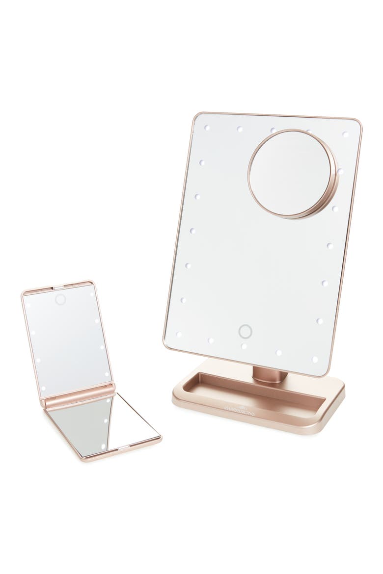 Touch XL Dimmable LED Makeup Mirror with Removable 5x Mirror & Compact Mirror, Main, color, ROSE GOLD/ ROSE GOLD