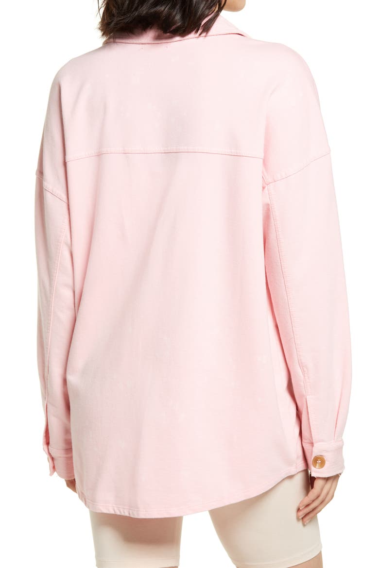 Oversize Cotton Blend Shirt Jacket, Alternate, color, PINK CANDY BLEACH SPLATTER