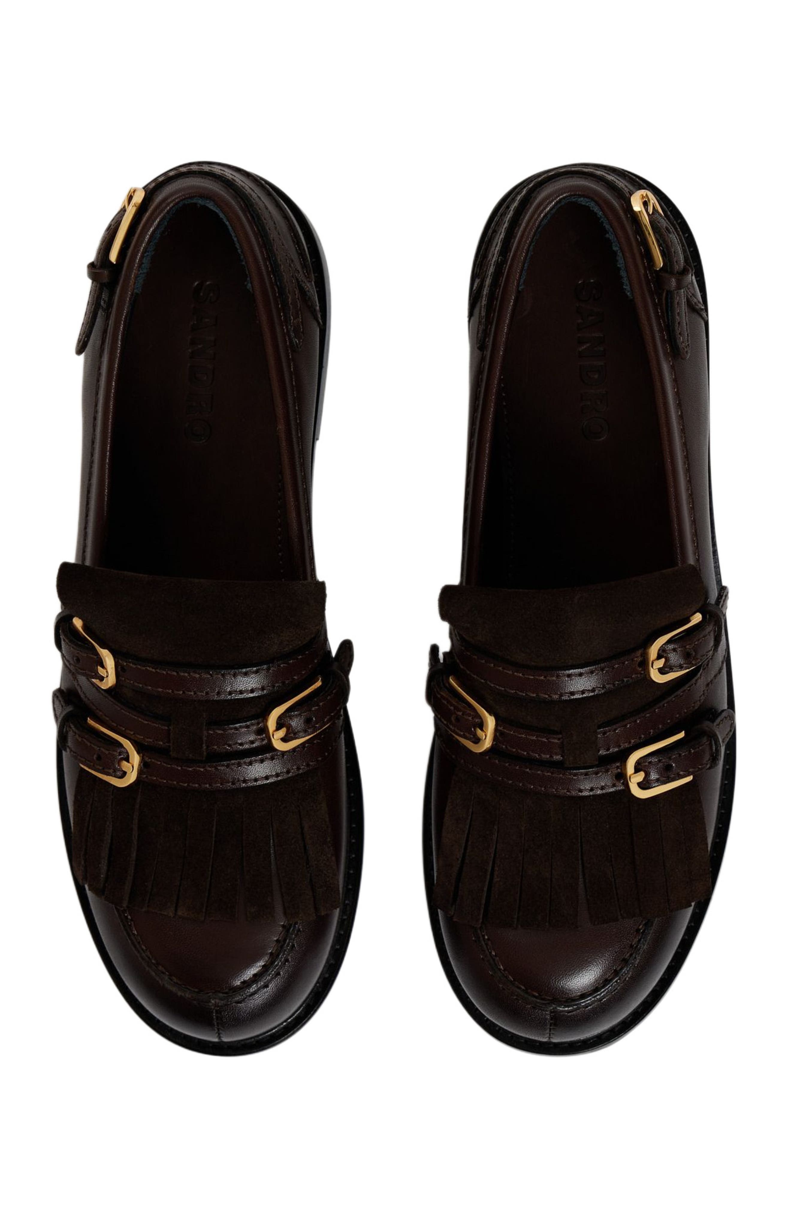 Buckle Loafers, Alternate, color, Brown