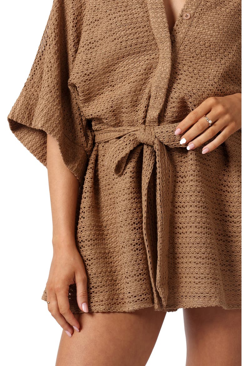 Culpo Open Stitch Cotton Romper, Alternate, color, MOCHA