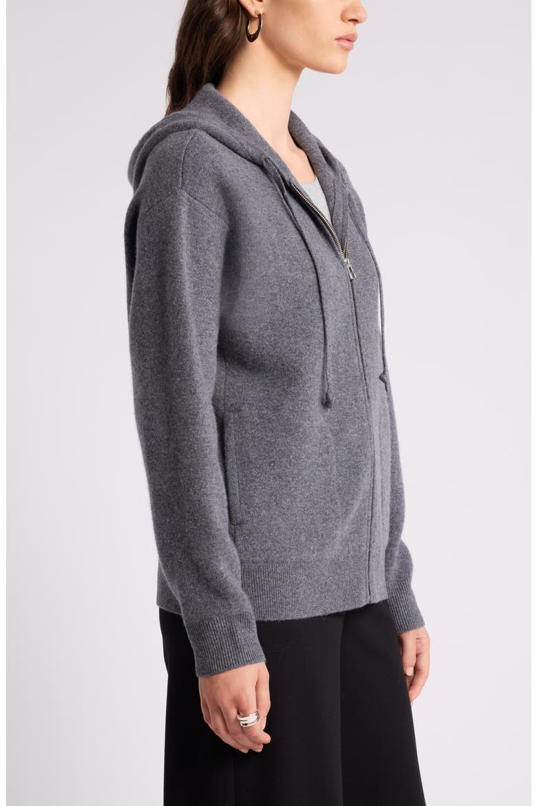 Wool Blend Zip Hoodie Cardigan, Alternate, color, GREY DARK HEATHER