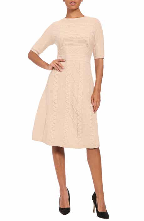 Mixed Cable Knit Sweater Dress