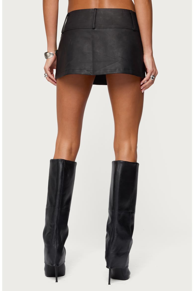 Luella Stud Faux Leather Miniskirt, Alternate, color, BLACK