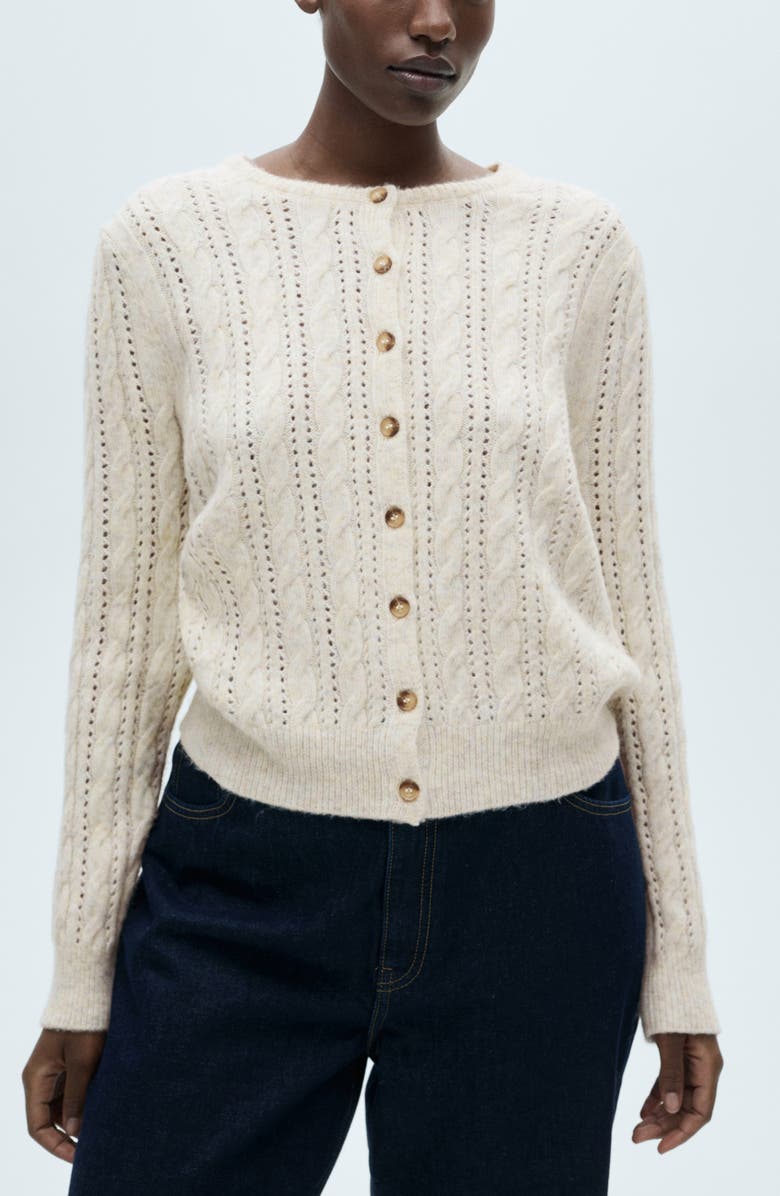 MANGO Openwork Braided Cardigan, Alternate, color, 