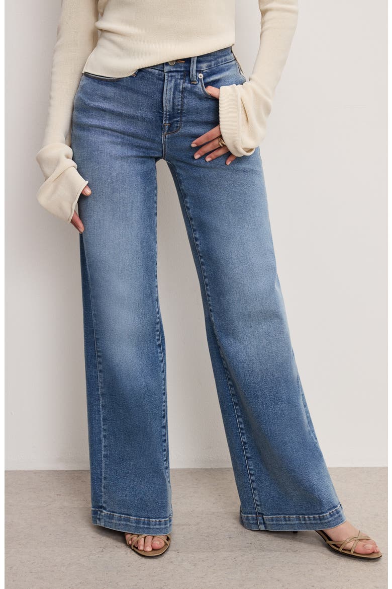 Good Petite Palazzo Jeans, Alternate, color, INDIGO837