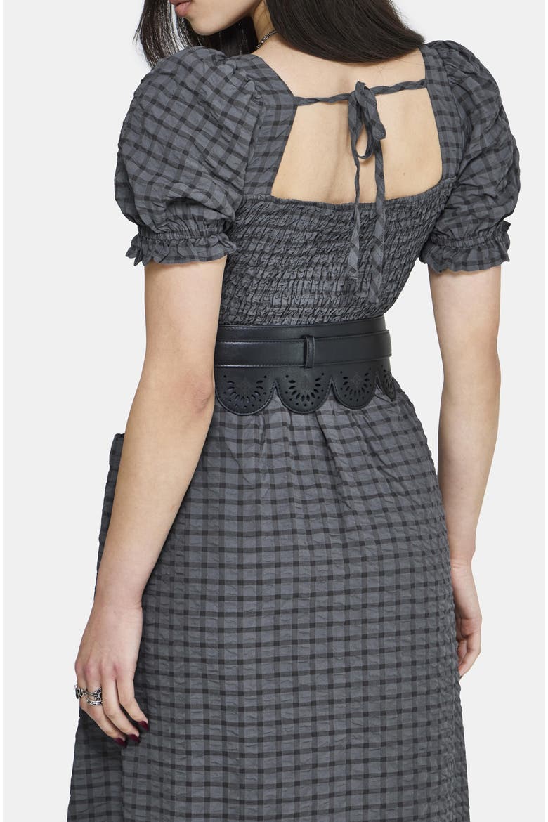 Nimira Check Handkerchief Hem Midi Dress, Alternate, color, Grey