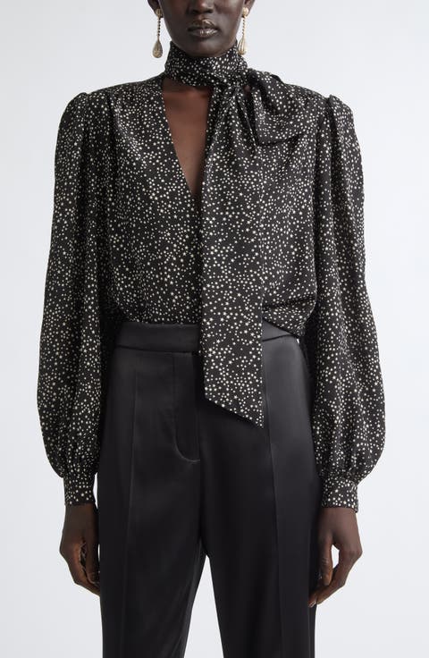 Starry Long Sleeve Silk Minidress