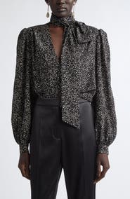 Valentino Garavani Starry Long Sleeve Silk Minidress
