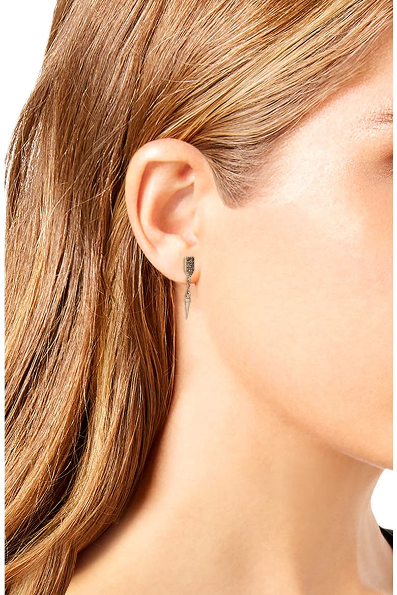 Pavé Spike Stud Earrings, Alternate, color, BLACK DIAMOND/ WARM BRASS