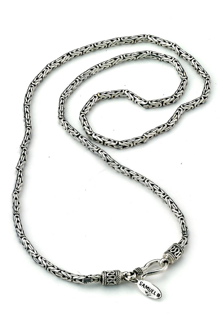 Sterling Silver Byzantine Chain Necklace, Main, color, SILVER