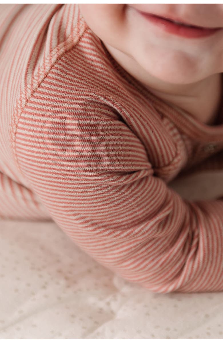 Pehr Sailor Stripe Raglan Sleeve Organic Cotton Bodysuit, Alternate, color, Tea Rose
