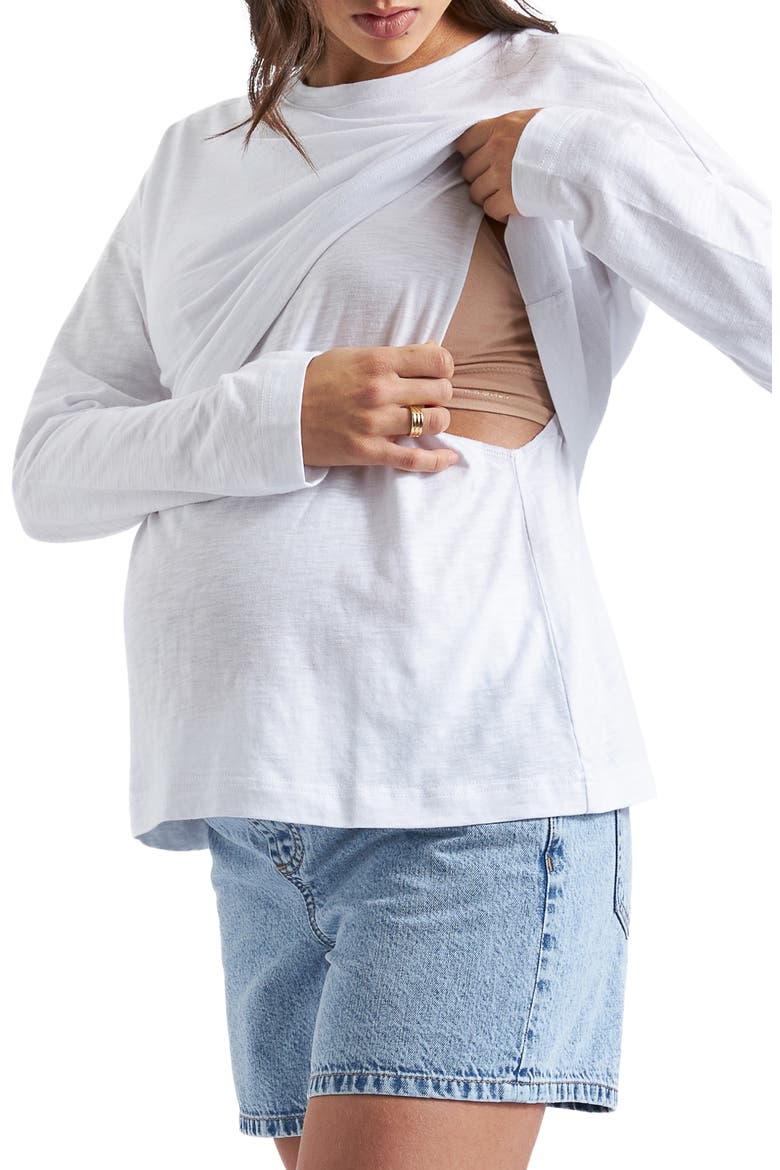 Claud Long Sleeve Nursing Top, Alternate, color, WHITE